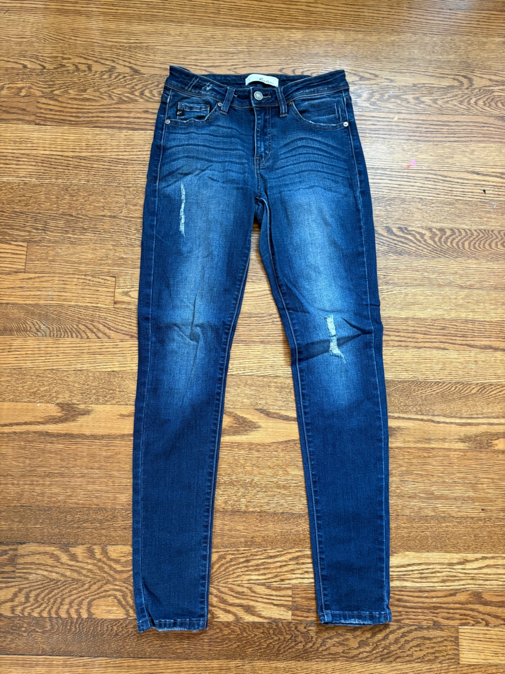 KanCan Dark Wash Skinny Jeans with Light Distressing